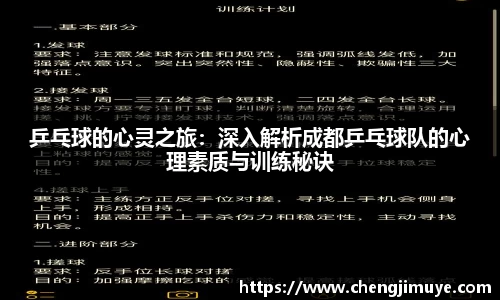 乒乓球的心灵之旅:深入解析成都乒乓球队的心理素质与训练秘诀